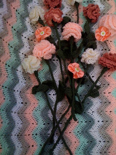 'Crocheted Fireside Ripple' and 'Crocheted Carnations'.