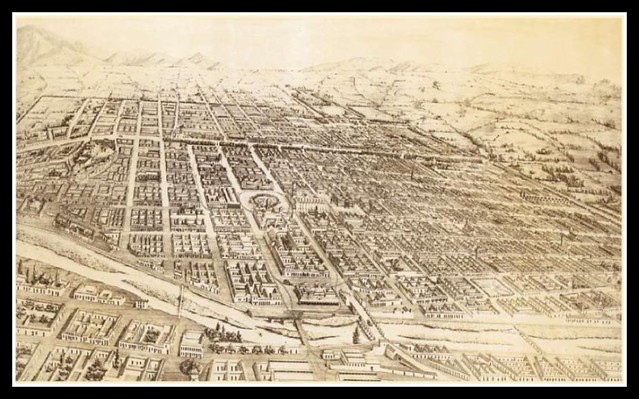 Calicanto 1880 grabado vista de Santiago