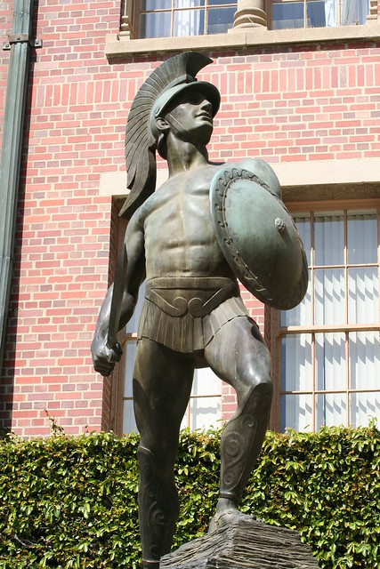Tommy Trojan statue in front of USC Bovard Administration Building no. 4158