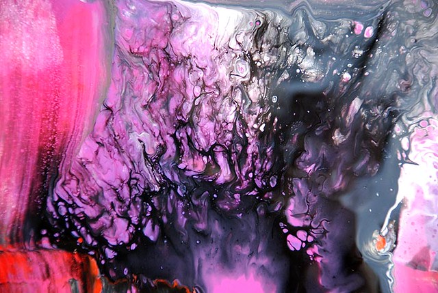 Pink & Black Abstract Painting