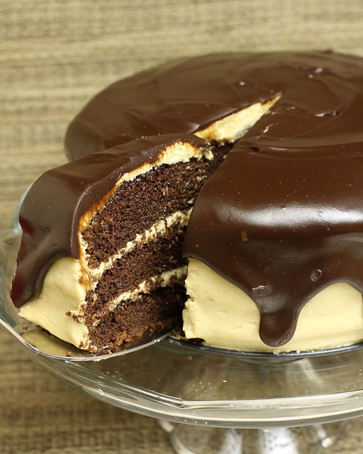 Triple Layer Chocolate Peanut Butter Cake