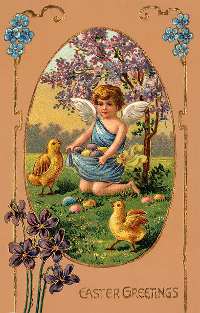 Easter angel with eggs and chicks
