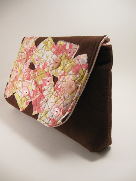Courtney Clutch in Pink Collage, Made with recycled fabric,…