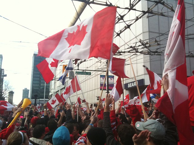 Flags at Robson and Granville