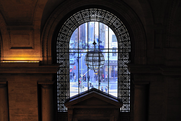 Window of New York Public Library 42nd Street