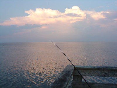 fishing rod leaning again boardwalk