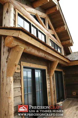 Post and Beam Log Home Exterior | by PrecisionCraft Log Homes
