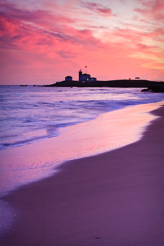 new sunset sea england usa lighthouse faro island atardecer mar marine dusk hill watch rhode westerly geottaged