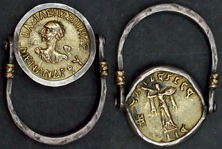 P3018501c both sides ring 1, gold coin and silver turning rings, Central Asia | by ann porteus, Sidewalk Tribal Gallery