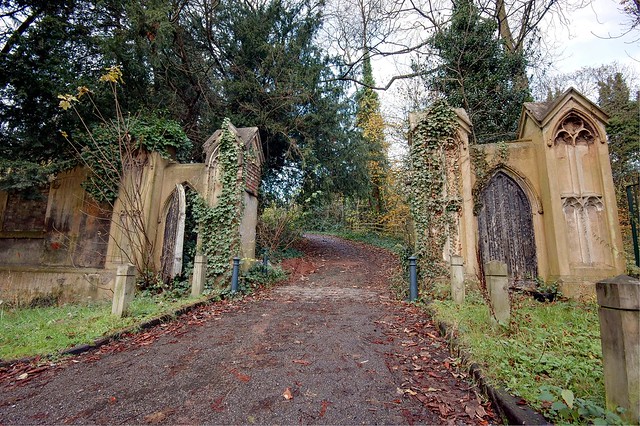 The gates to Corngreaves Hall