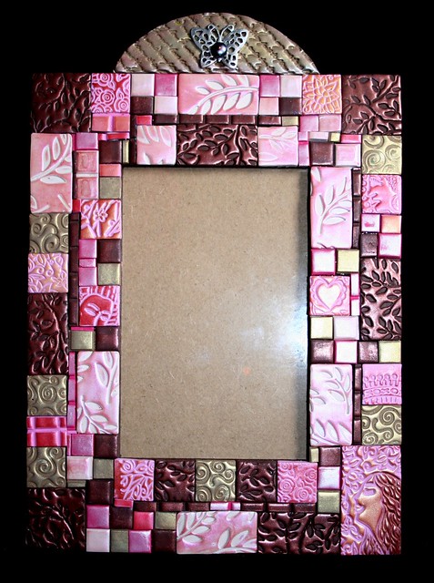 Polymer clay handmade mosaic foto frame, porta foto fatto a mano di fimo