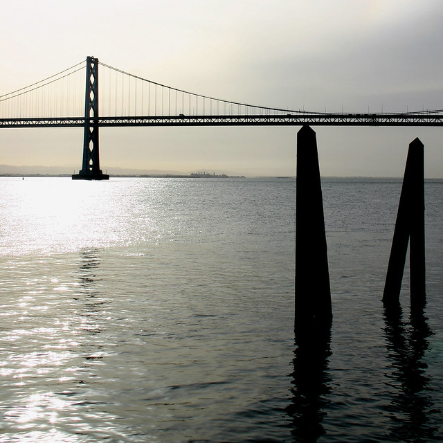 Pier 1 & The Bay Bridge, San Francisco, California, USA...
