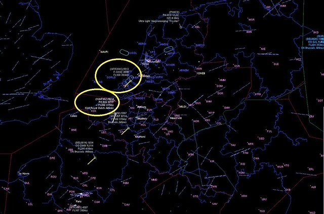 (19-04-10)VOLCANIC ASH CLOUD RADAR UPDATE: KLM7452 Boeing 737 (PH-BGI) approaching Schiphol after testflight to Ch.de Gaulle