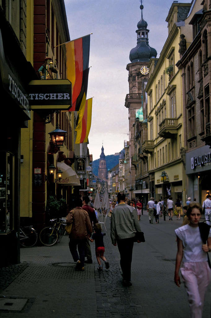 Lady in Pink, Hauptstraße - Germany, Baden-Wurttemberg, Heidelberg - Summer 1985_A_058-2 by Ilcaripawi