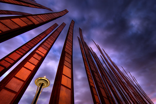 seattle sculpture art washington ribbons pacific northwest space center needle hdr citiscape d80 platinumphoto theunforgettablepictures platinumheartaward tokina1116