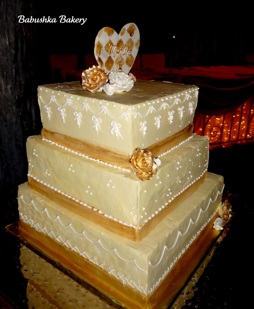 Golden French style Quinceanera Cake
