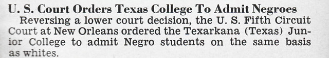 US Fifth Circuit Court Ordered Texarkana Junior College to Admit Blacks - Jet Magazine  - December 15, 1955