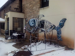 MoBU nevado. Esculturas de Jose Azul en la terraza del Hotel. 20/01/2017