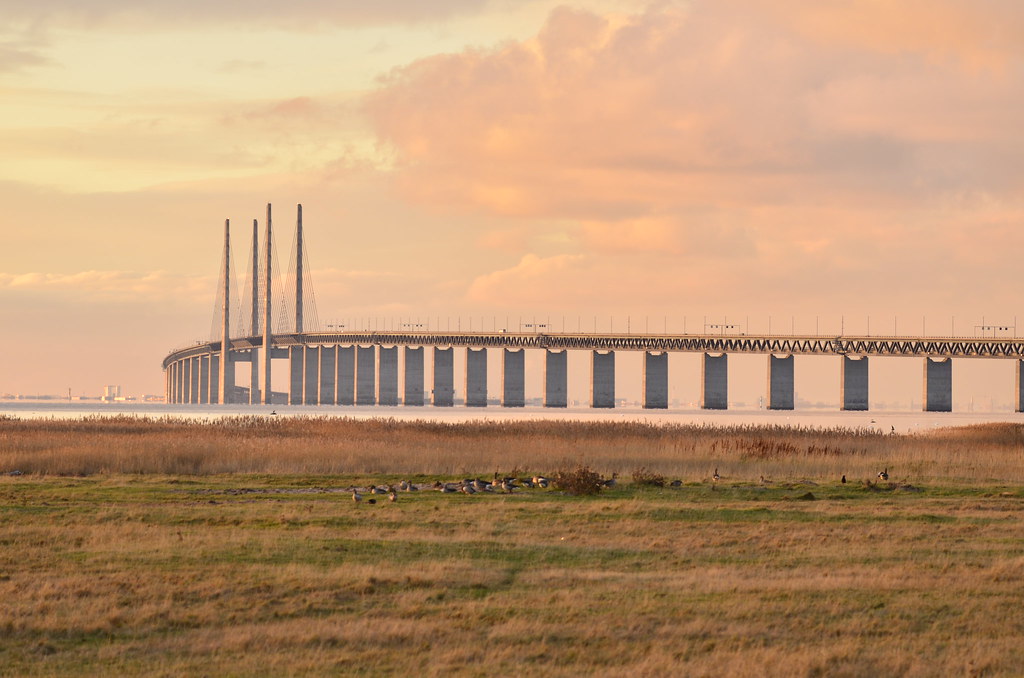 Öresund bridge at dusk