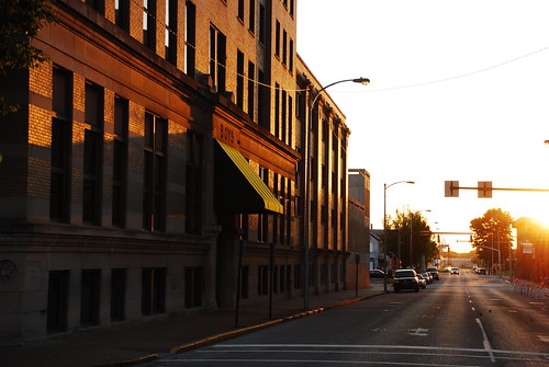 street morning sunlight sunrise buildings nikon ymca evansville in d80