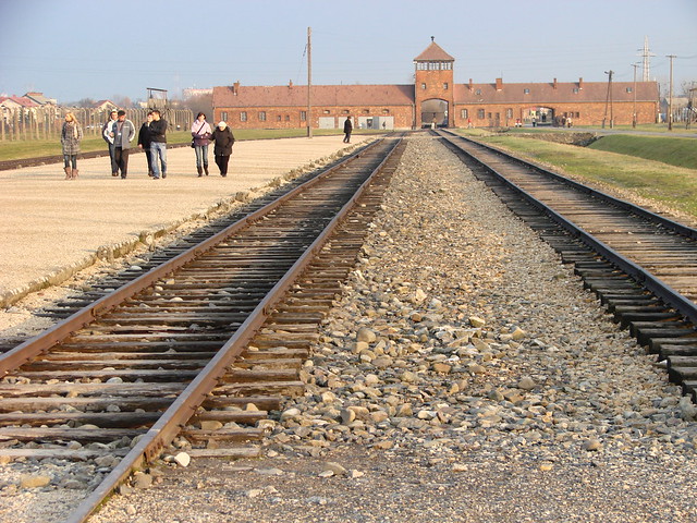 Auschwitz II-Birkenau - Death Camp - Rail Lines Leading to Death Gate at Sunset - Oswiecim, Poland - 03