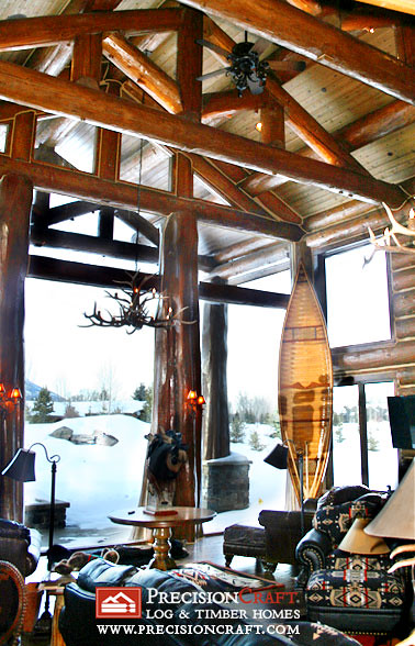 Log Home Great Room in Jackson Hole, Wyoming
