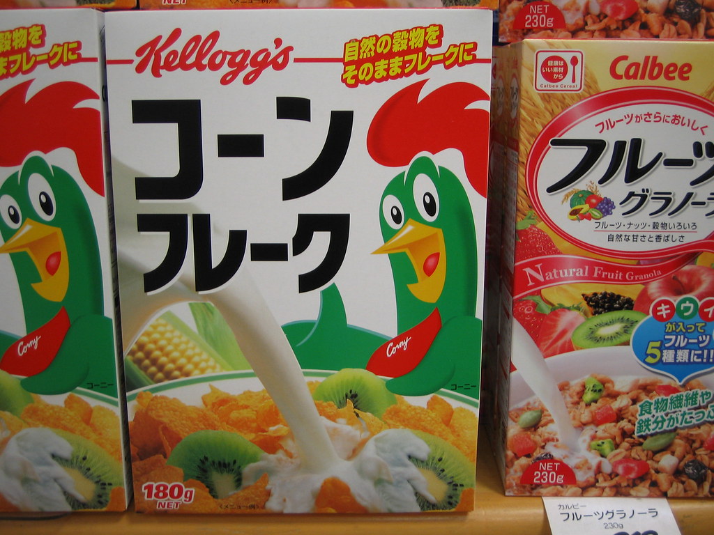 Kelloggs Corn Flakes, in Japanese | Does the rooster look co… | Flickr