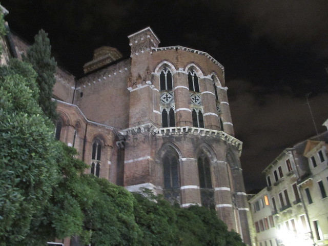 Apse of Basilica dei Frari at night, Venice, Italy