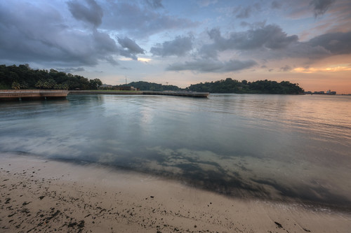beach keppelbay keppelisland sentosa landscape waterscape water ripples reflections clouds cloudy nature sunset sunsets tropical hdr nikon travel singapore southeast asia sand dirt ships scenery color