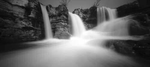La Cascades du Sautadet - La Roque sur Cèze by Jos van Roij - Slowimages.com, france nature landscape blackwhite waterfall pinhole pinholecamera pontdugard cameraobscura gard loc