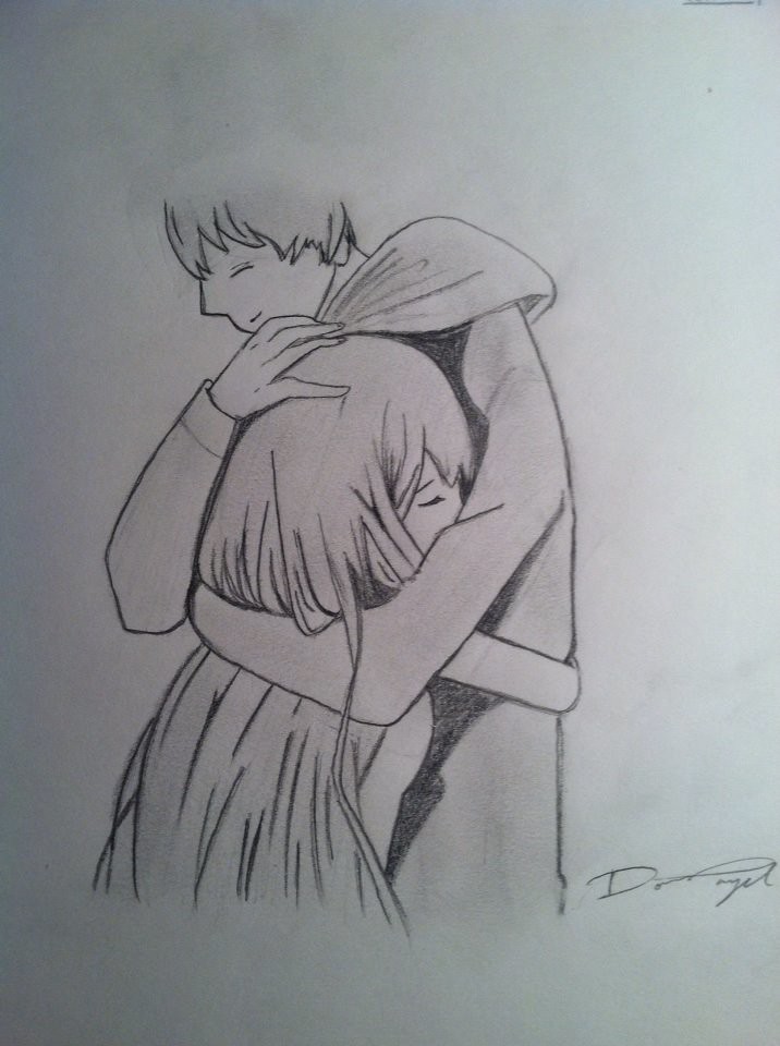 Anime couple hugging. Drawing by Doreen Angel | Anime couple… | Flickr