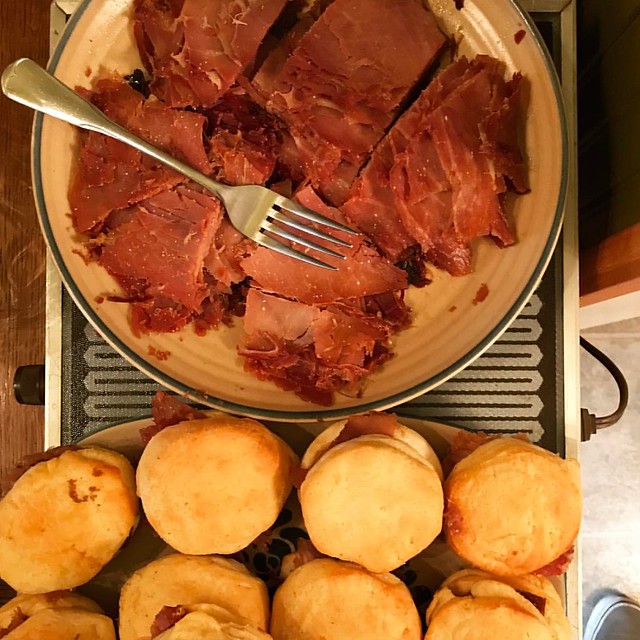 Put it all on ham-n-biscuits