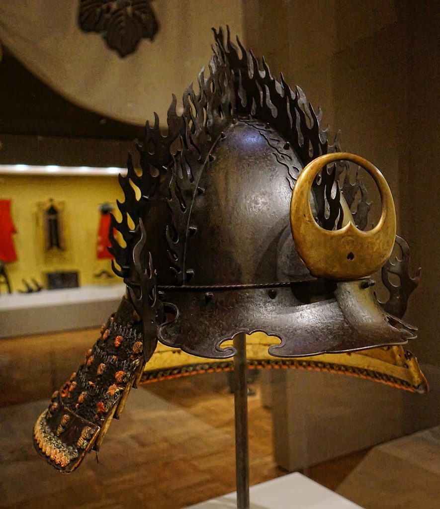 Bronze Samurai helmet in the shape of a flaming jewel (cintamani) by Unkai Mitsuhisa about 1630 CE Japan