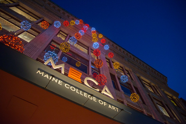 Pandora LaCasse Lights at Maine College of Art at Night