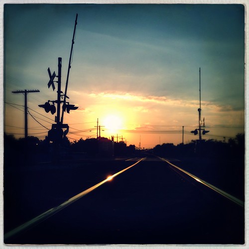 A little change of scenery. Not a lot. :) by bethbikes33, sunset vanishingpoint traintracks killeen leadinglines iphoneography hipstamatic jollyrainbo2xflash 