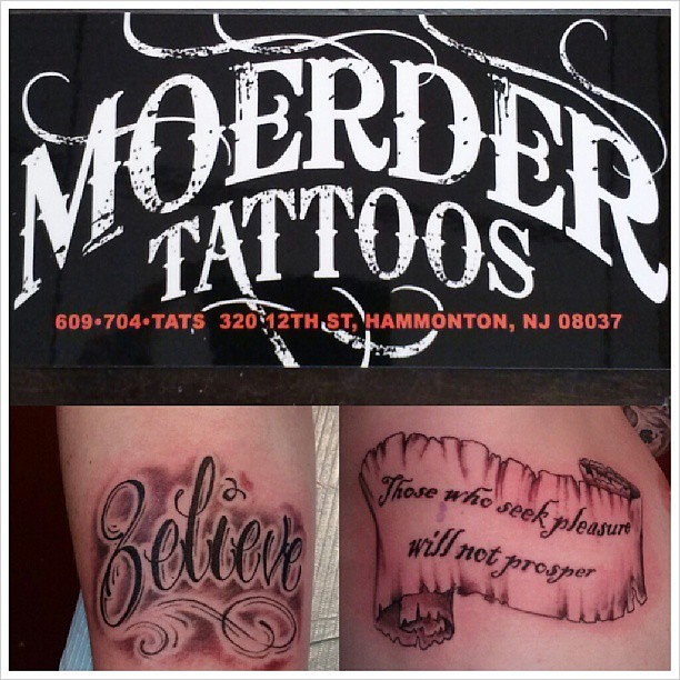 Never to cool to not do lettering tattoos. At Moerder toda… | Flickr