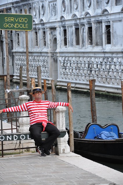 Far niente (do nothing) at gondola service in Venice