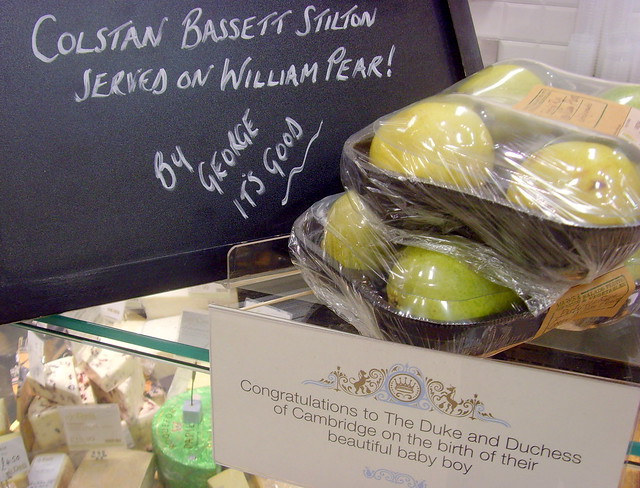 To celebrate the royal birth, please buy our pears and stilton