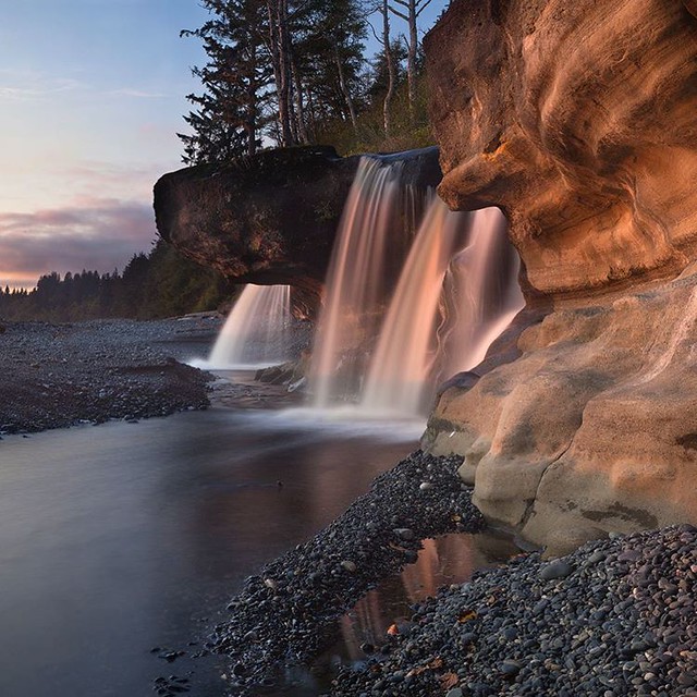 Beautiful Sandcut beach falls on the west coast of Vancouver Island, British Columbia, Canada