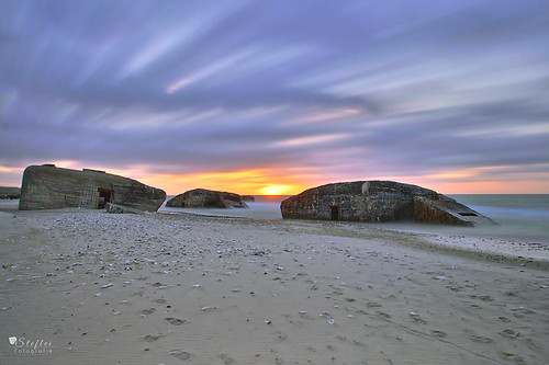 ocean sunset beach nature denmark ruins sundown decay northsea jutland bunkers longtimeexposure lostplace