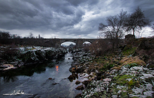 puente tormes agua piedra nubes salamanca atardecer río congosto