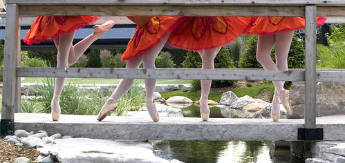 bridge panorama ballet orange water creek river landscape dance ballerina stream stones pano pointe tutu
