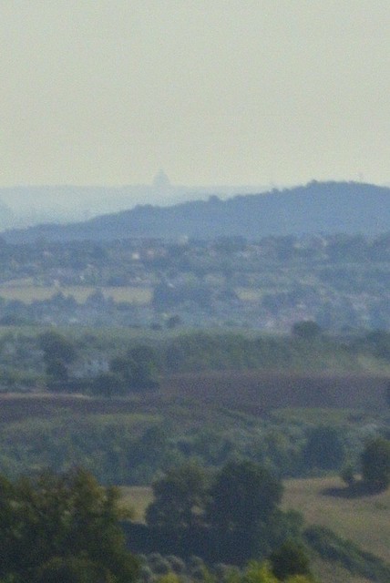 The dome of St Peter's in Rome from 50 miles away in Lazio