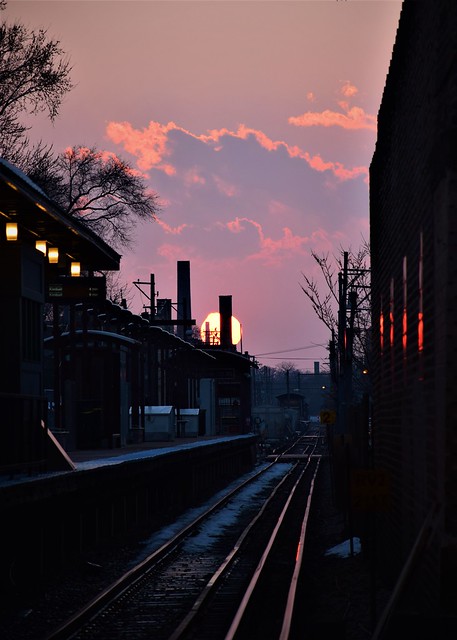 Train station sunset