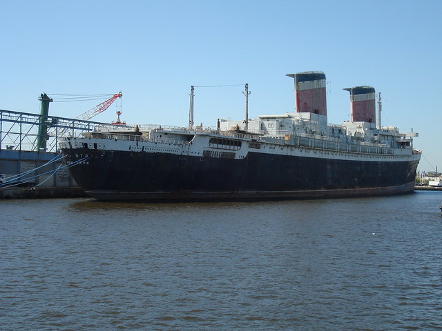 Deleware River cruise - liner United States in the boneyard