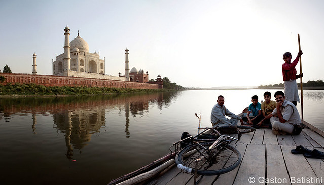 The day finish for the bargeman from Yamuna river, Taj Mahal, Agra, India