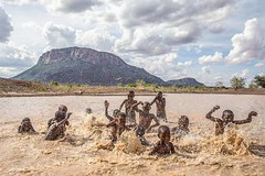 We'd just finished shooting the iconic Mt Ololokwe yesterday when we spotted these children playing in a pool of rain water not too far away.    I approached them thinking how I'd ask them to take their photos but immediately they saw my camera, they star