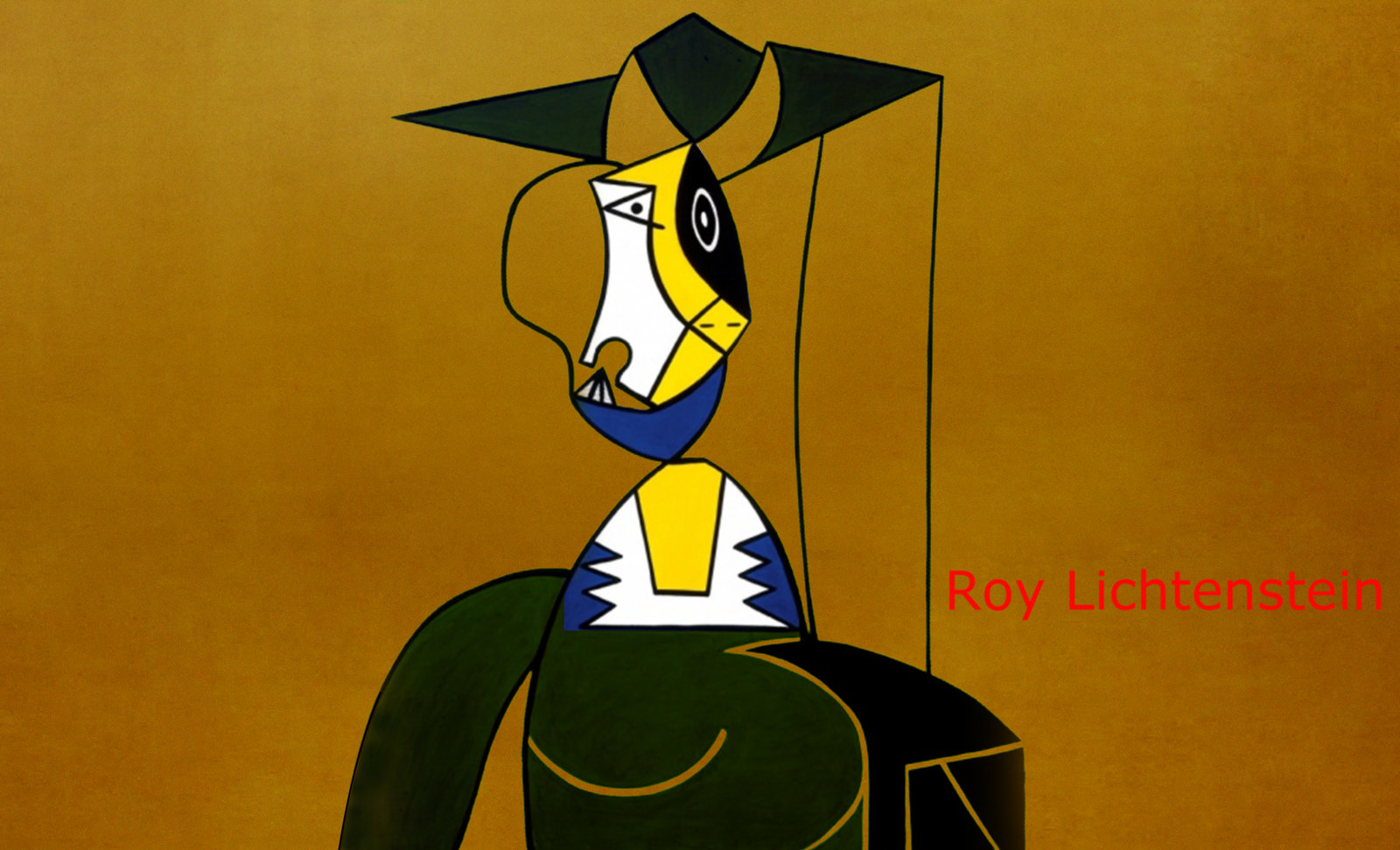Mujer en Gris, caracterización de Pablo Picasso (1942), recreación de Roy Lichtenstein (1962).