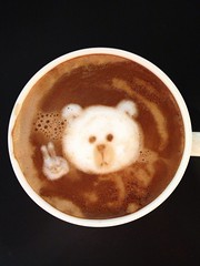 Today's latte, Brown and Cony, mascot characters of LINE app.
