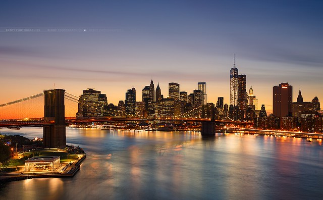 NYC at sunset from Manhattan bridge